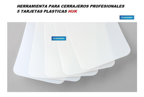 Imagen 2 de 10 de Ganzua Huk 5 Tarjetas Plasticas Apertura Pestillo Cerrajeros