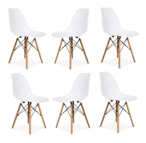 Sillas Eames Comedor Base Madera Pack 6 Ct