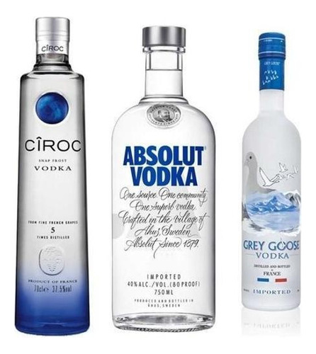 Kit Vodka( Ciroc 750 Ml + Grey Goose 750 Ml + Absolut 750ml)