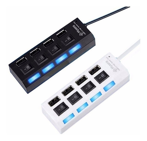 Hub Usb 4 Puertos Extension Multip C/ Switch Y Luces Ditron