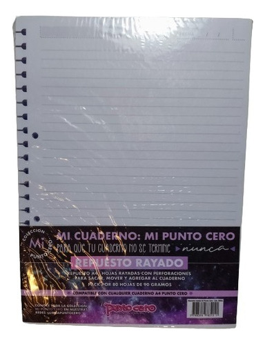 Repuesto De Hojas P/ Cuaderno Inteligente A4 X 80hjs De 90g 