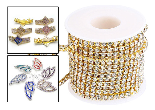 Vestido De Traje De Cadena De Diamantes De Imitación Dorado