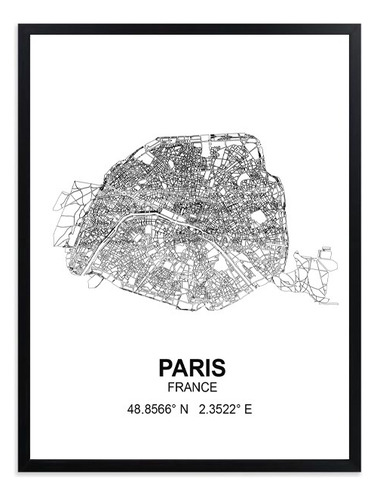 Cuadro, Ciudades, Fwy, Mapa, Paris, Lamina, 40x50cm