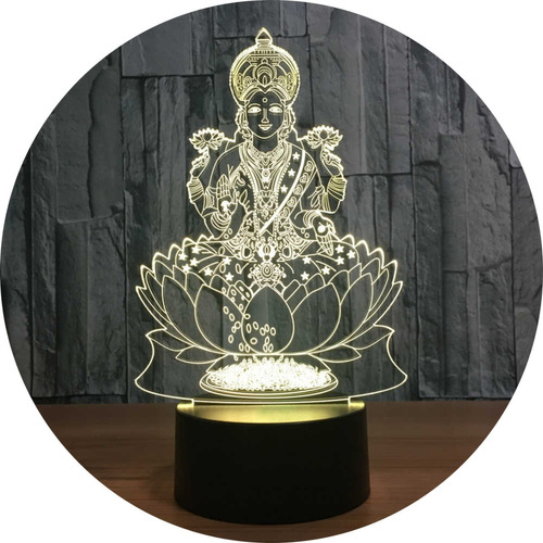 Lampara Led Acrílico Shree Lakshmi Buda Estatua Yoga