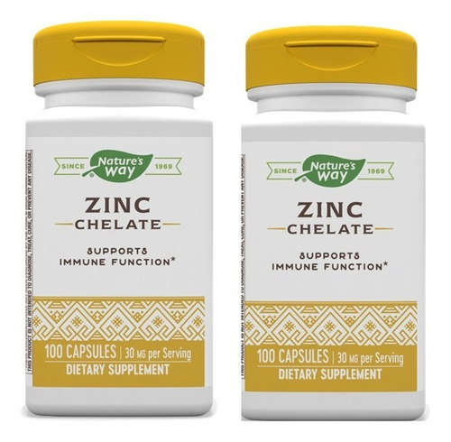 Zinc Chelate 30mg 200caps Soporte Inmune Natures Way