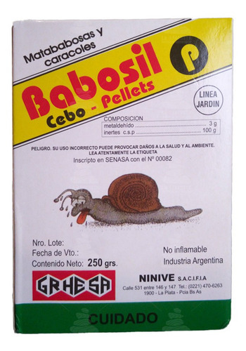 Mata Babosas Caracoles Babosil Cebo Pellets 250 Gr