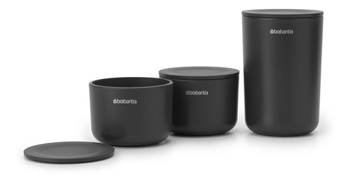 Imagen 3 de 6 de Set X3 Recipientes De Tocador Dark Grey Apilables Brabantia