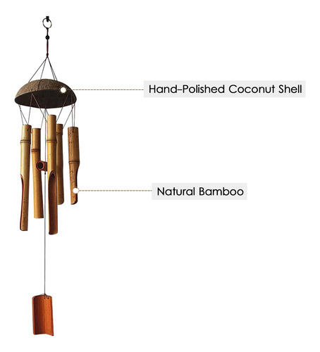 Campanillas De Viento De Bambú Con Forma De Concha De Coco P