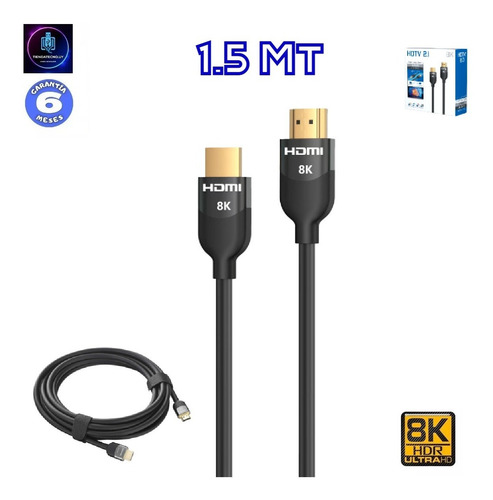 Imagen 2 de 8 de Cable Hdmi 2.1/ 1.5 Metros / Hdr/ 8k 60hz/ 4k 120hz/ Ultrahd