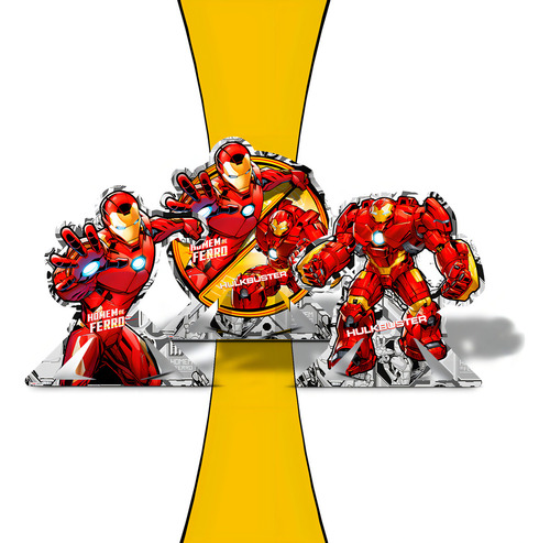 6 Display De Mesa Decoração Homem De Ferro Festa Aniversário