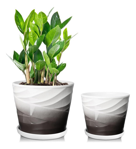 Set De 2 Macetas De Cerámica Para Plantas De Interior
