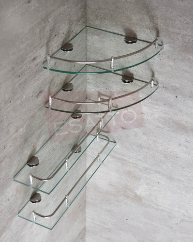 Esatto® Paquete 2 Repisas Esquineras 2 Rectas Cristal Ac-038