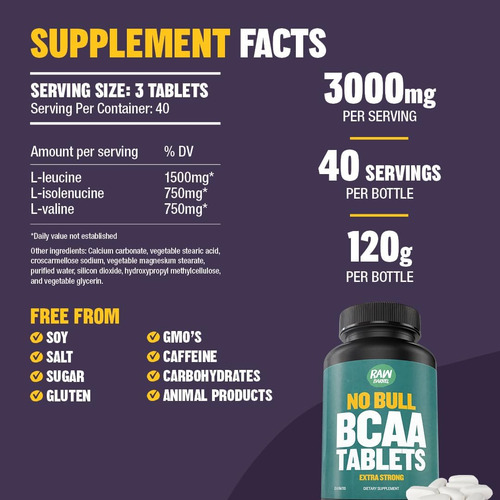 Tabletas De Bcaa - 120 Píldoras Extra Fuertes De 1000 Mg - R