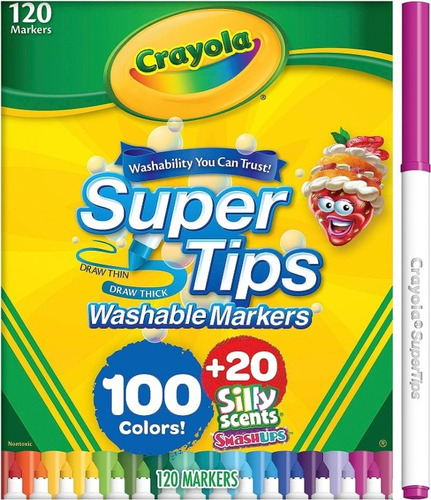 Crayola Super Tips 120 Marcadores Lavables 100+20silly Scent