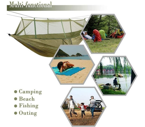 Imagen 8 de 8 de Hamaca Colgante Portatil Nylon Mosquitero Individual