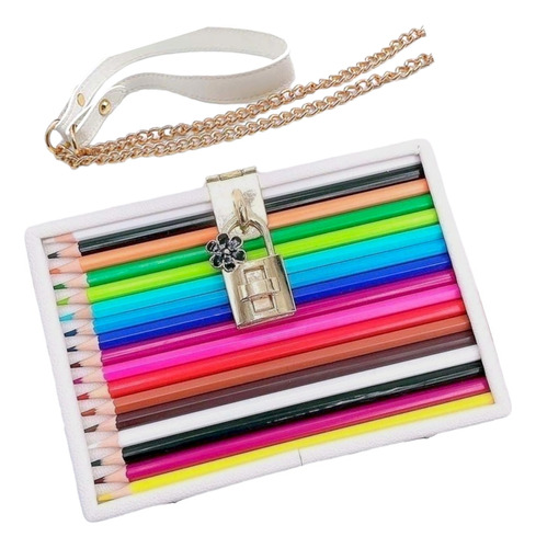 Cartera De Lujo Tapa Con Colores Cierre Candado Brillante