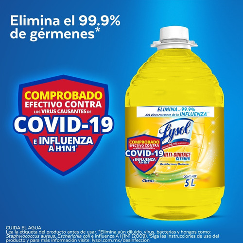 Imagen 2 de 4 de Lysol Desinfectante Multiusos Citrus, 5l