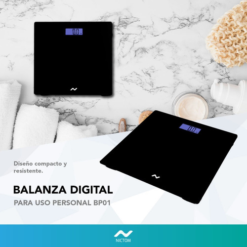Imagen 2 de 5 de Balanza Personal Digital De Baño Nictom Bp01 Negra