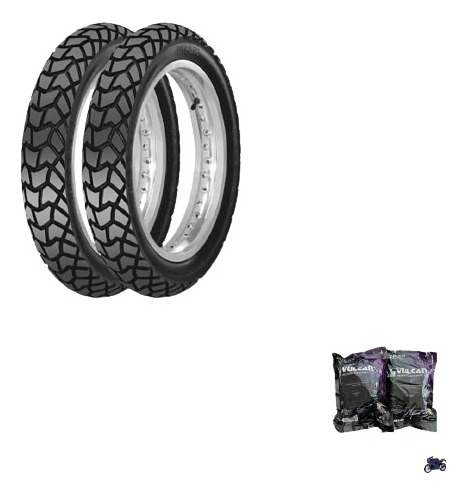 Par Pneu Maggion 120/90-17 + 90/90-21 +2 Camaras Falcon