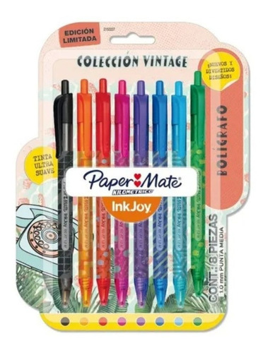 Set 8 Bolígrafos Inkjoy Paper Mate Colección Vintage 