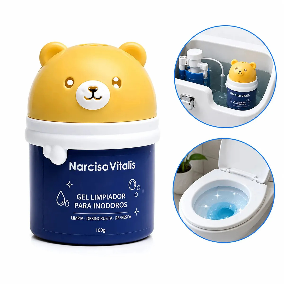 Limpiador de Inodoro Narciso Vitalis en Gel Anti-Sarro Floral para Baño y Tanque WC, 100 g