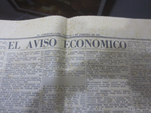 Periódico El Comercio Avisos Económicos De Febrero 1942
