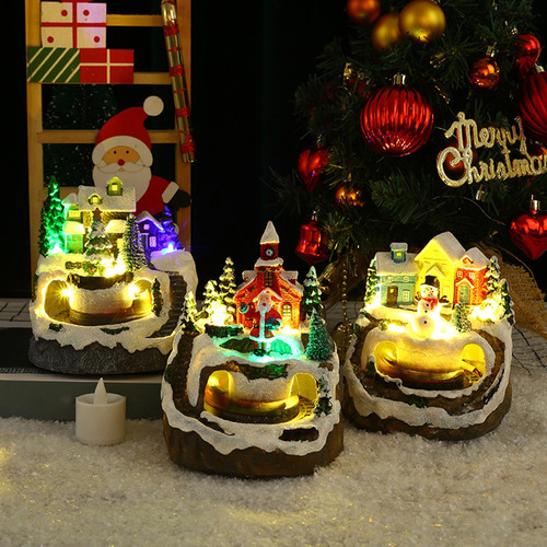 Escena De Nieve De La Casa De Pueblo De Navidad Para La