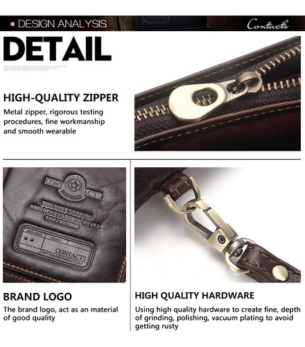 Bolso De Mano De Cuero Genuino Para Hombre Para Celular