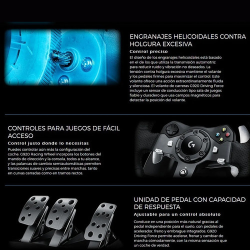 Imagen 4 de 9 de Timón Logitech G920 Para Pc / Xbox X|s One + Palanca Cambios