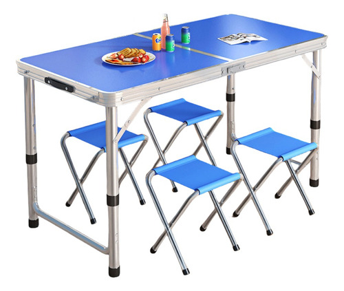 Mesa De Camping Plegable Estilo Maleta 120x60cm + 4 Sillas