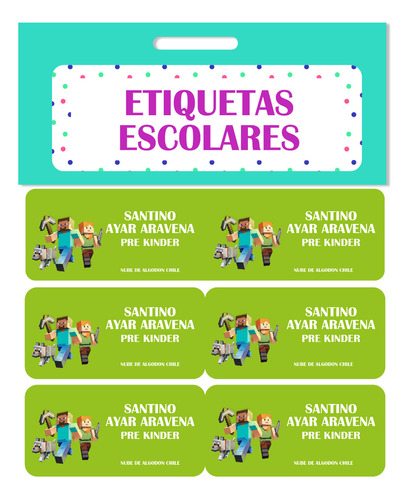 40 Etiquetas Escolares Personalizadas Minecraft