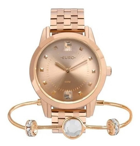 Relógio Feminino Euro Glamour Original+pulseira Eu2035yrsk4j