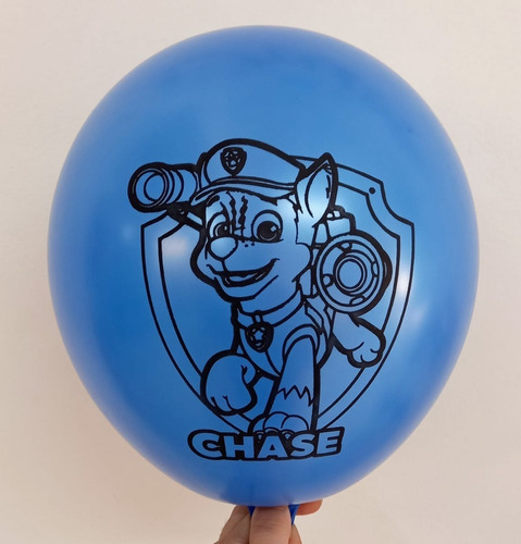 10 Globos  De 12 Pulgadas,  Impresos Paw Patrol Escudos