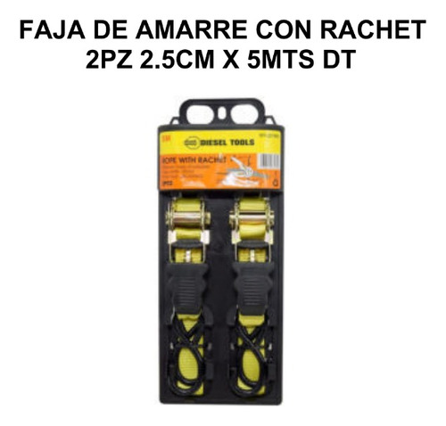 Faja De Amarre Diesel Tools 2piezas 2.5cm X 5mts Con Tachet 