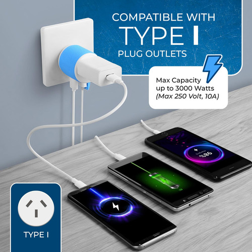 Adaptador De Enchufe De Viaje Orei Tipo I (u2u-16) Con Doble