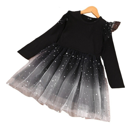 D Niños Vestido Princesa Pareo Manga Larga Cielo Estrellado