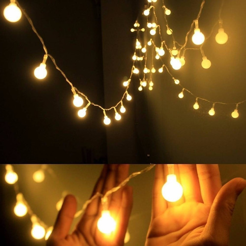 Imagen 6 de 10 de Bolitas Led Decoracion Retro Navidad Guirnalda 5 Mts Calido
