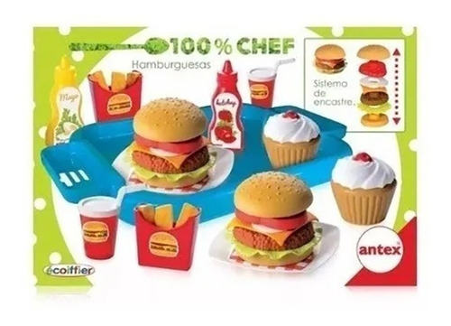 Antex Comidas 100% Chef Bandeja Hamburguesas Juguete 1146