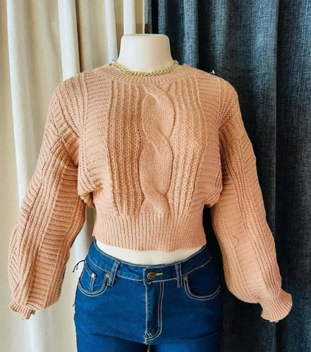 Sweater Crop Manga Globo