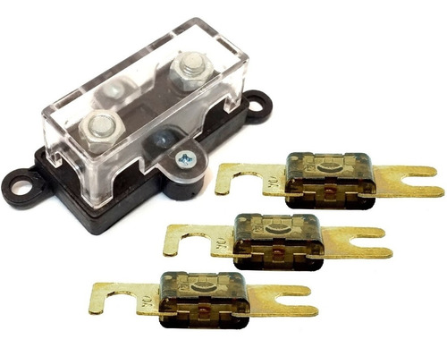 Porta Fusível Midi De Som Automotivo E 3 Fusíveis 70 Amperes
