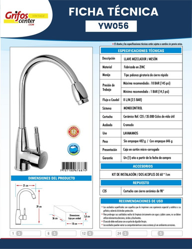 Imagen 2 de 4 de Griferia Llave Lavaplatos Mezclador Monocontrol