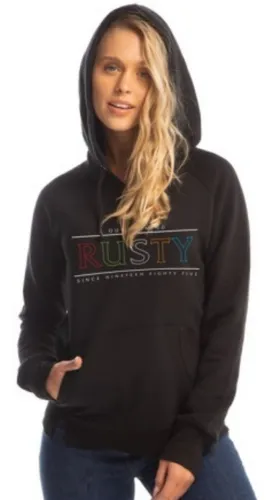 Buzo Canguro Mind Classic Mujer Rusty Negro Frizado