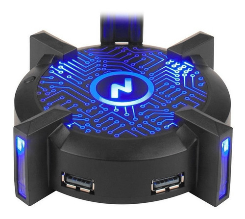 Imagen 4 de 5 de Soporte Para Auriculares Gamer Con Luz Hub Usbx4 Noga Hb1