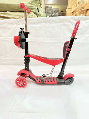 Scooter 5en1 Con De Pie Asiento Luces Led Mariquita 2-10años Rojo
