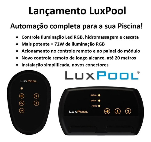 Automação Piscina Luxpool Módulo Rgb Com 2 Saídas Auxiliares