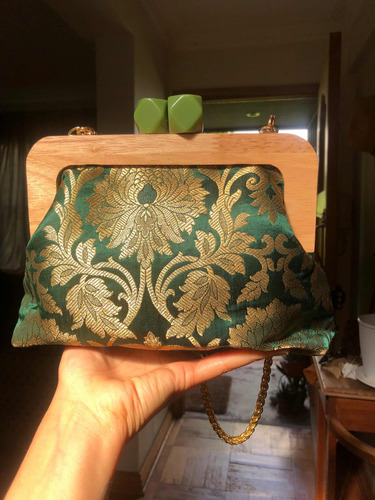 Cartera Estilo Vintage Mango De Madera