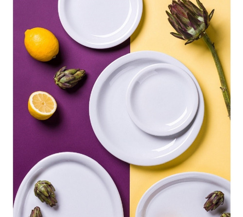 Imagem 4 de 5 de Kit 8 Prato Raso Jantar Iguaçu 25cm Refeição Porcelana
