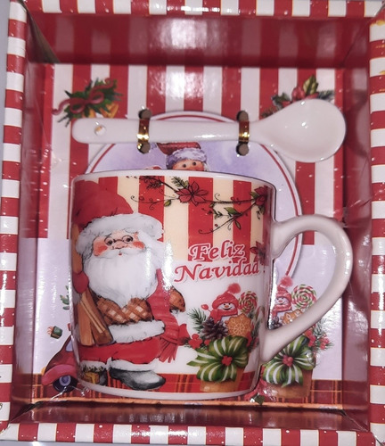 Taza Con Cuchara Navideña Para Regalo Taza De Navidad