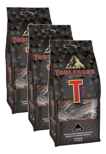 3 Toblerone Dark Chocolate Amargo Exclusivo - 34 Peças 272g