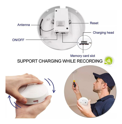 Camara Espía Detector Humo Audio Wifi Movimiento Ip Bateria